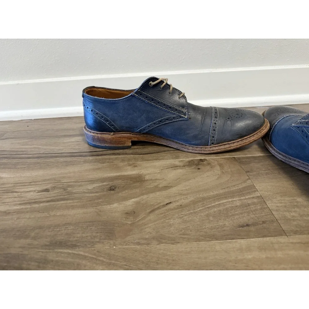 Allen Edmonds Bainbridge Men Size 10.5D Navy Blue Cap Toe Derby Dress Shoes